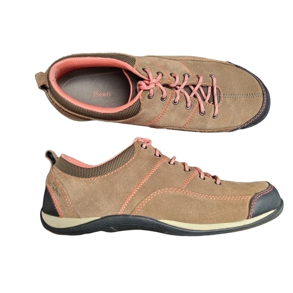 L.L. Bean Brown and Pink Feldspar Suede Shoes, Size 8